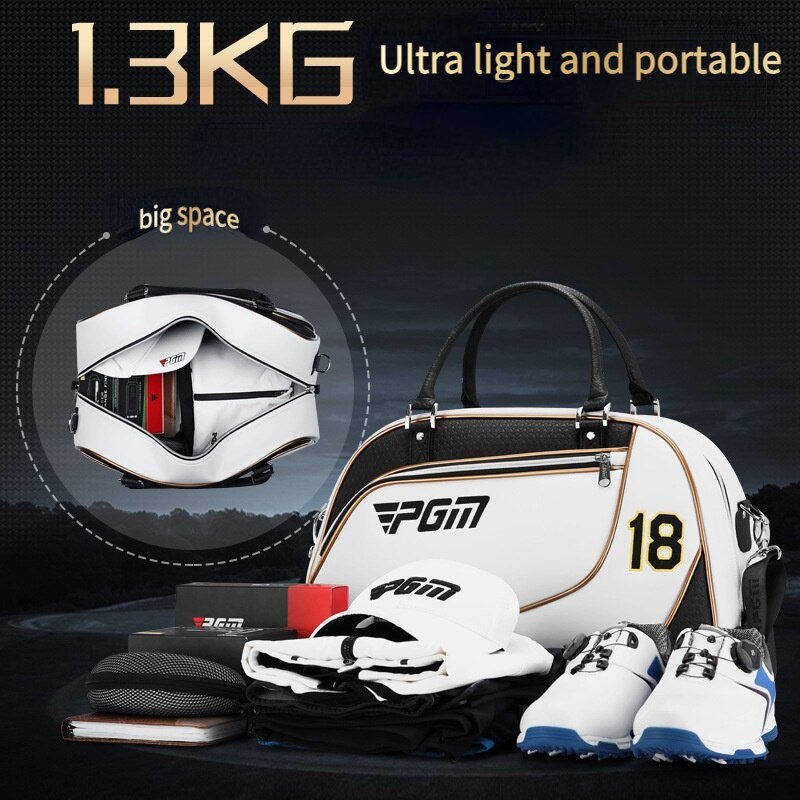 PGM Men Golf Clothing Bag Water Proof PU Ball Bag Large Capacity Clothes Bag Golf Shoes Bag Travelling Storage Handbag YWB035