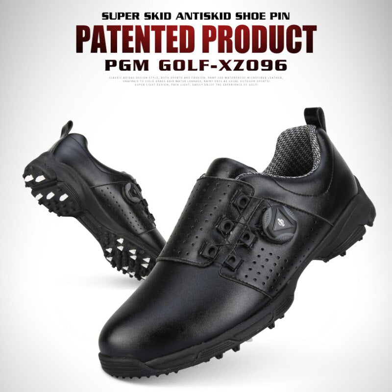 PGM Golf Shoes Men&#39;s Waterproof Sports Shoes Spikes Anti-skid Sport Sneaker Male Knobs Buckle Golf Shoes XZ096