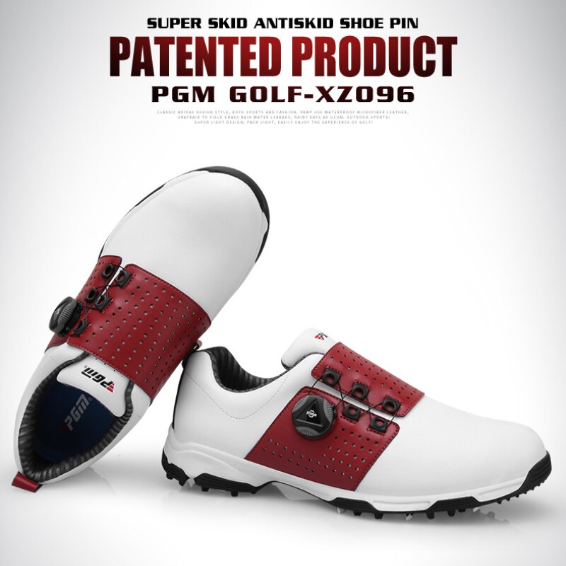 PGM Golf Shoes Men&#39;s Waterproof Sports Shoes Spikes Anti-skid Sport Sneaker Male Knobs Buckle Golf Shoes XZ096